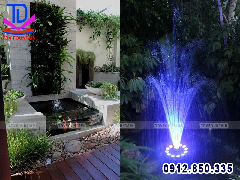 Lắp vòi phun cho đài phun nước hồ cá sân vườn