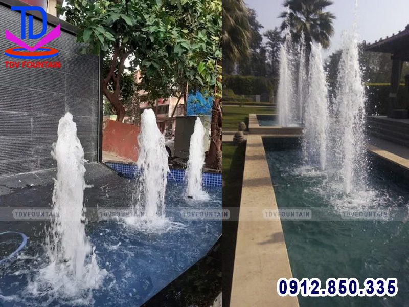 Vòi phun hình cây thông lắp trang trí tiểu cảnh