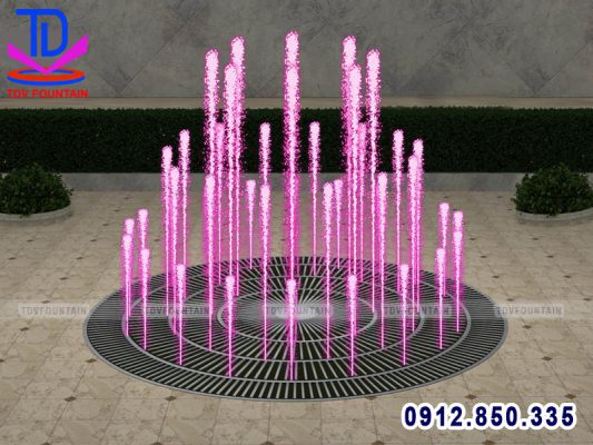 Đài phun nước âm nền lắp cho phố đi bộ