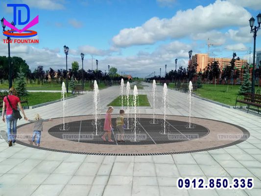 Đài phun nước âm sàn lắp cho khu đô thị