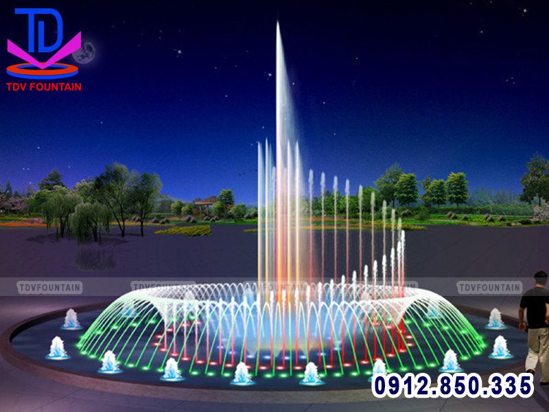 Đài phun nước bể tròn lắp cho công viên