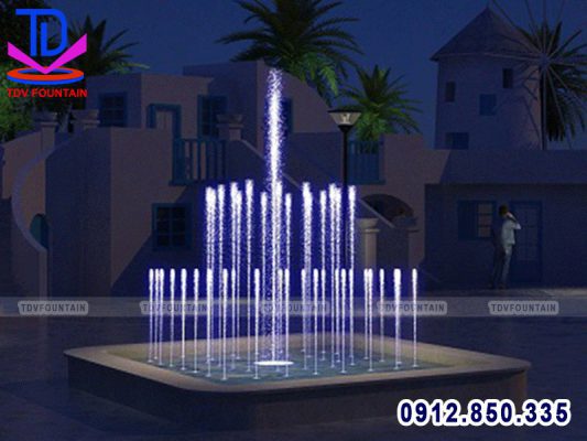 Đài phun nước bể vuông lắp cho khu đô thị