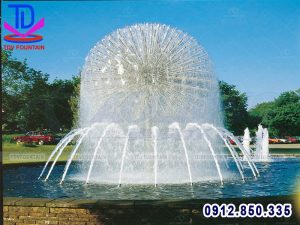 Đài phun quả cầu nước lắp cho đền chùa
