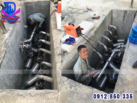Lắp đặt hệ thống máy bơm chìm đài phun nước