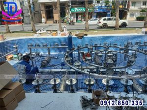 Lắp đặt hệ thống vòi phun, đèn âm nước