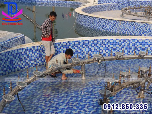 Lắp đặt hoàn thiện thiết bị đài phun nước