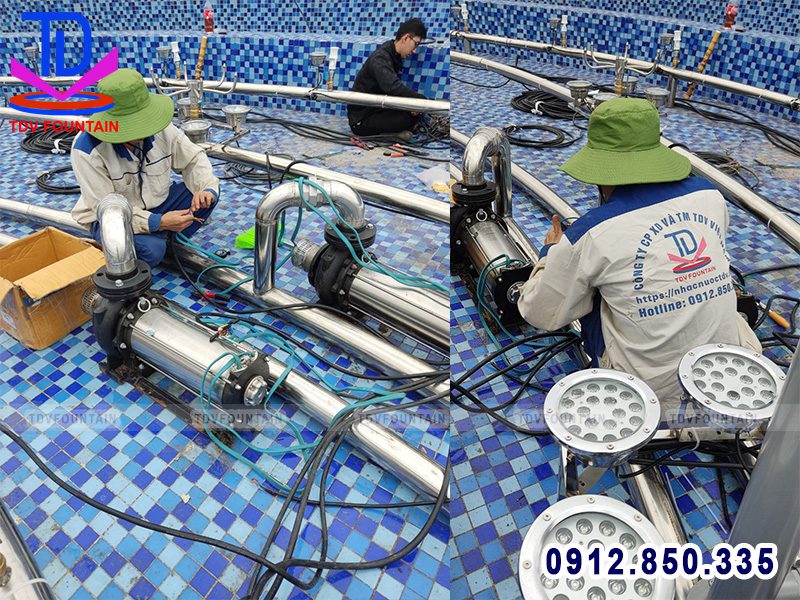 Lắp đặt máy bơm chìm Ấn Độ cho đài phun bể nổi