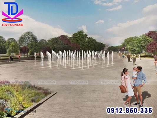 Sân phun nước nghệ thuật lắp cho công viên