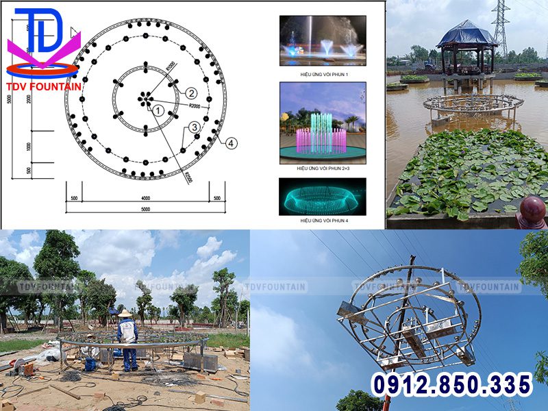 Thiết kế thi công đài phun nước trên hồ biệt thự sân vườn