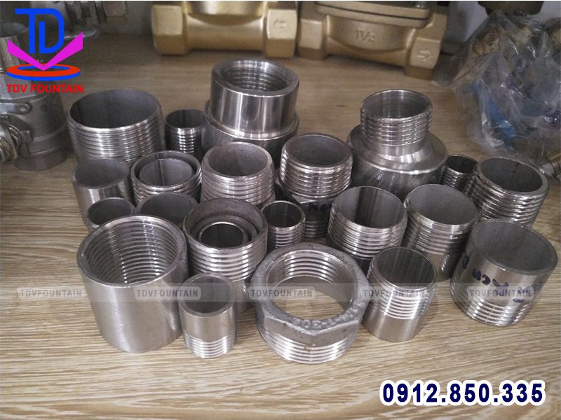 Vật tư ren ngoài, kép, măng xông Inox lắp đài phun nước