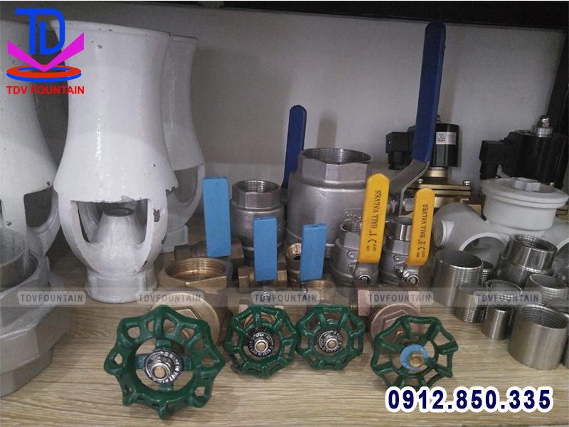 Vật tư van tay vặn, van tay gạt lắp cho đài phun