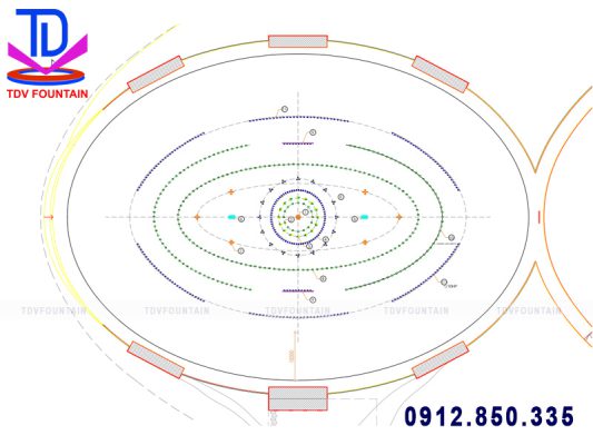 Thiết kế nhạc nước âm sàn hình Elip