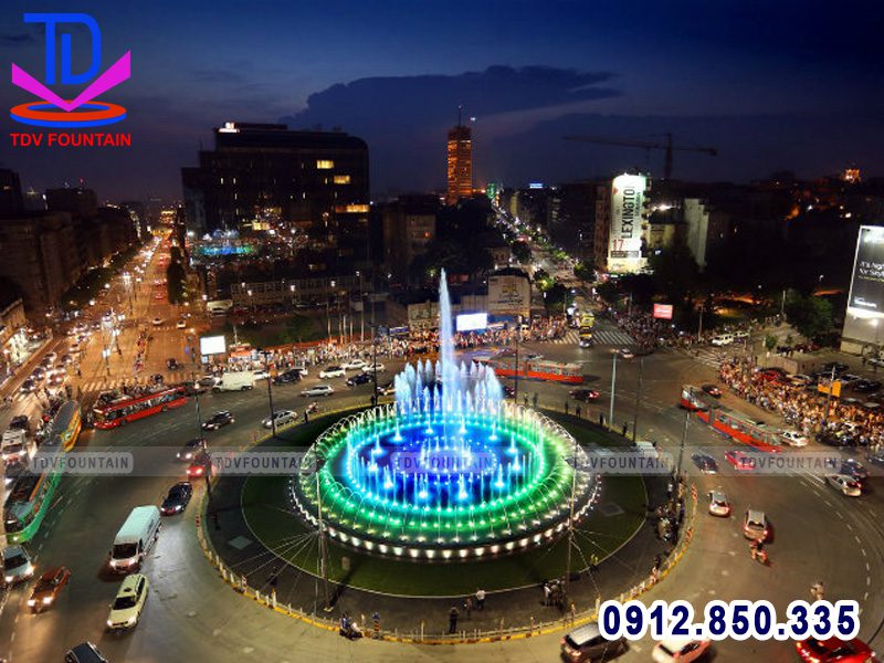 Nhạc nước hình tròn lắp cho vòng xuyến