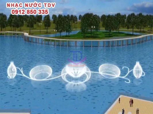 Công trình nhạc nước phao nổi trên hồ. 