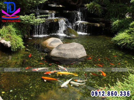 Thi công thác nước trang trí hồ cá cảnh
