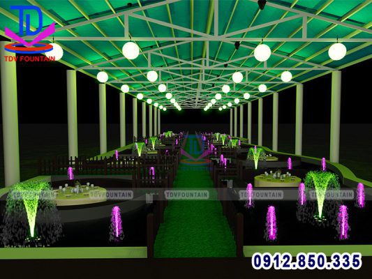 Thiết kế dựng phim mô phỏng đài phun nước tại nhà hàng cá Koi