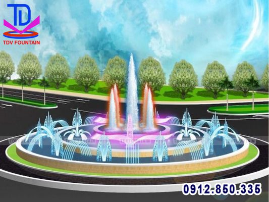 Thiết kế nhạc nước bể tròn lắp cho bùng binh