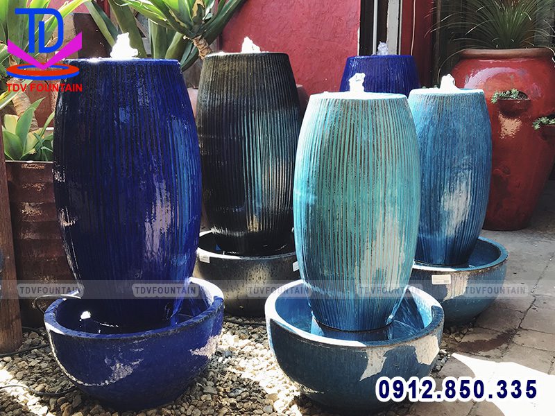 Bán đài phun nước bằng gốm lắp tiểu cảnh