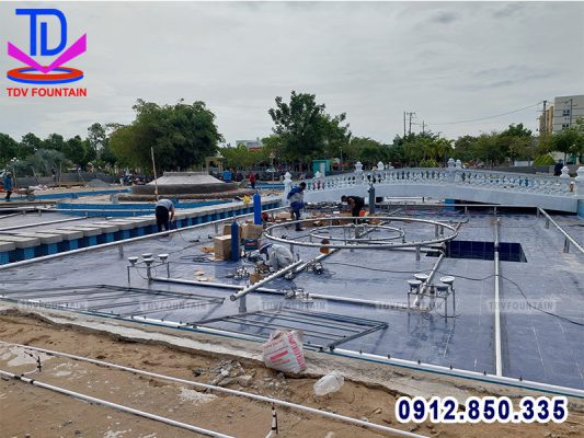 Thi công đài phun nước tại quảng trường Võ Nguyên Giáp - Đồng Tháp