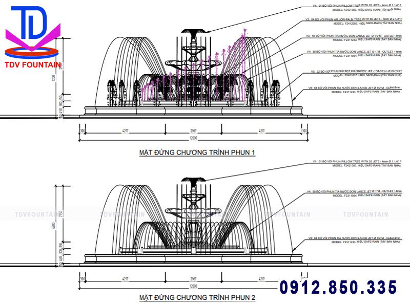 Bản vẽ mặt đứng chương trình phun