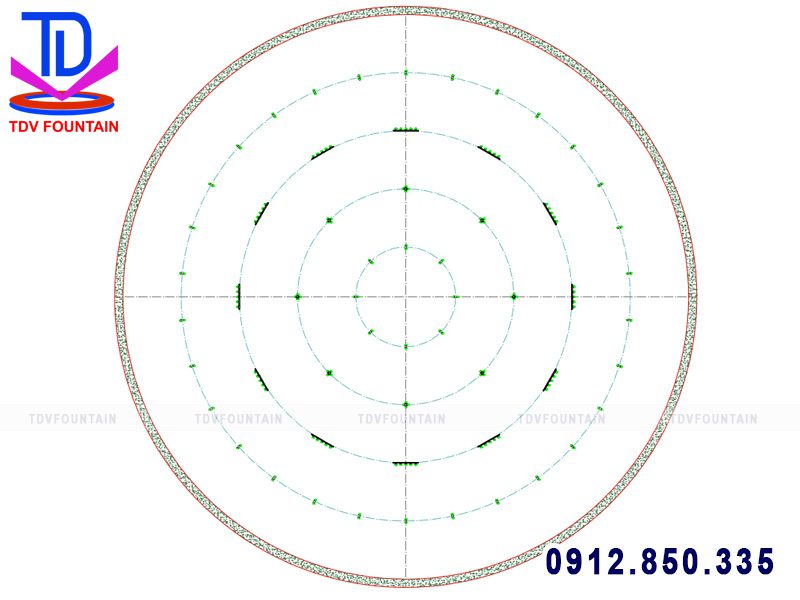 Bản vẽ thiết kế đài phun nước bể tròn