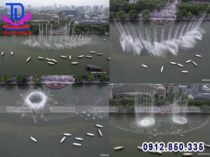 Lắp đặt đài phun nước âm nhạc trên hồ
