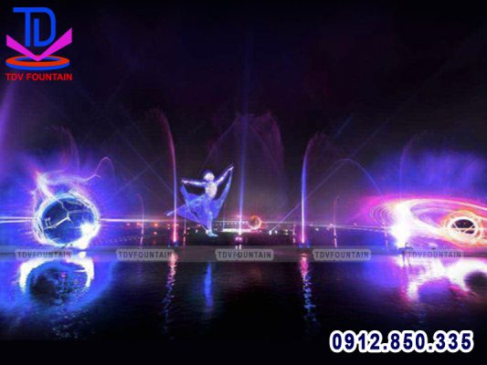 Lắp đặt nhạc nước kết hợp trình chiếu màng nước lazer trên sông