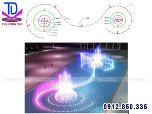 Mặt bằng bố trí thiết bị đài phun nước bể dài