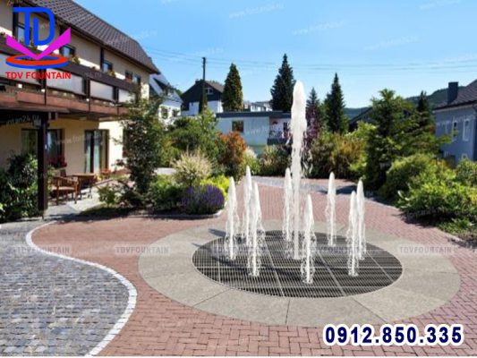 Mẫu đài phun nước âm sàn đẹp lắp khuôn viên công ty