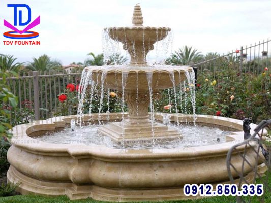 Mẫu đài phun nước tháp tràn lắp sân vườn