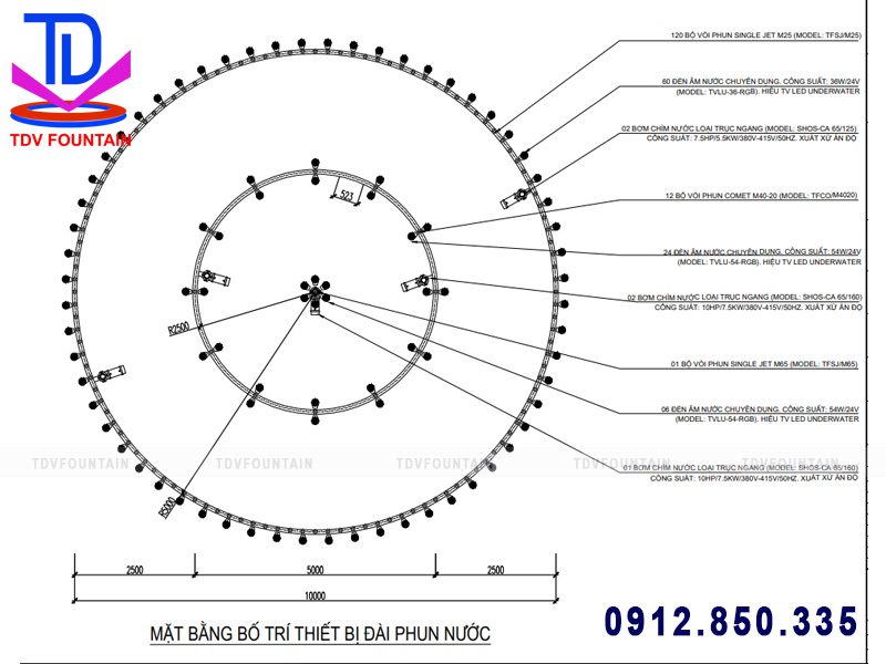 Bản vẽ thiết kế đài phun nước UBND Ứng Hòa