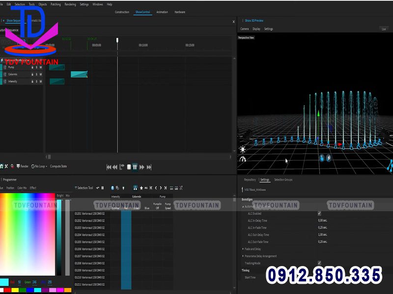 Dựng phim video mô phỏng 3D hiệu ứng nhạc nước