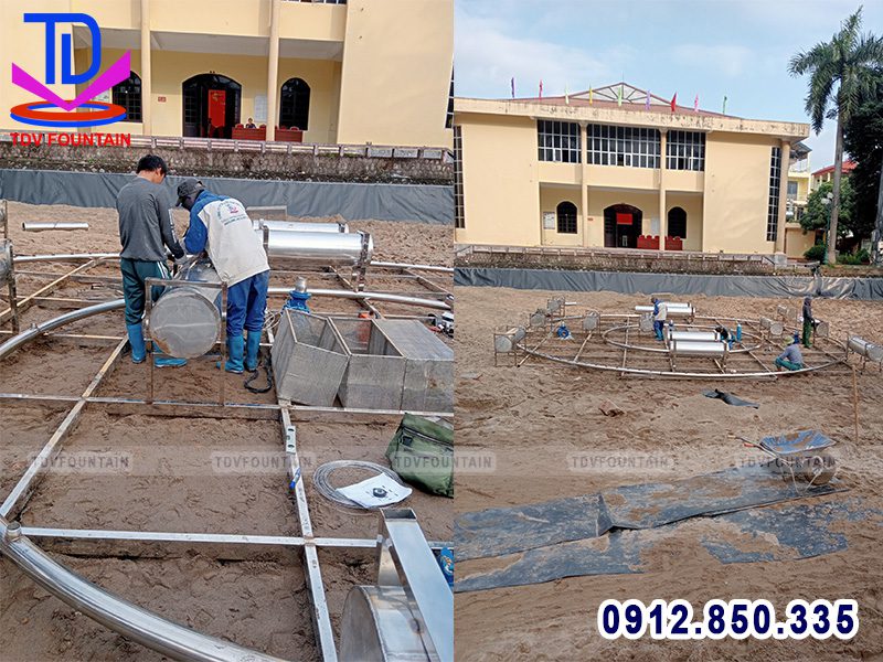 Lắp đặt thiết bị đài phun nước UBND Ứng Hòa