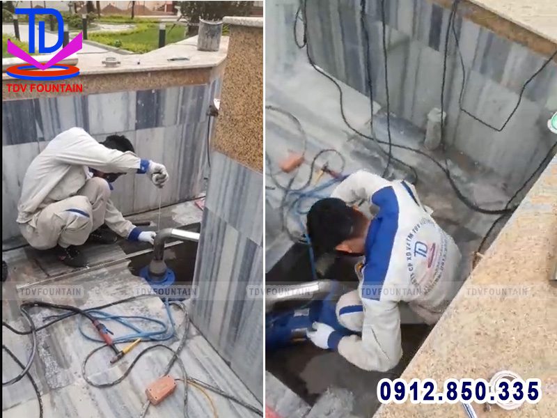 Thi công đài phun nước Bộ chỉ huy quân sự Phổ Yên