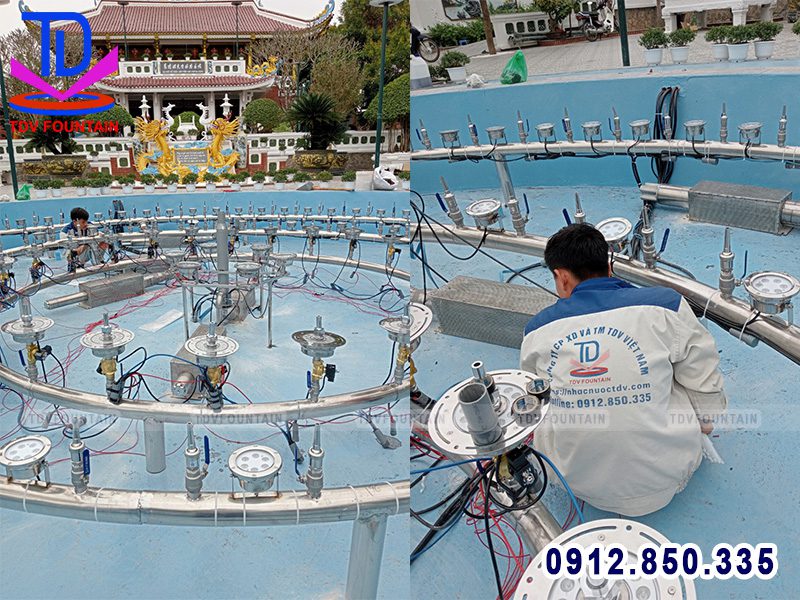 Thi công nhạc nước bể tròn chi phí thấp tại Hà Nam