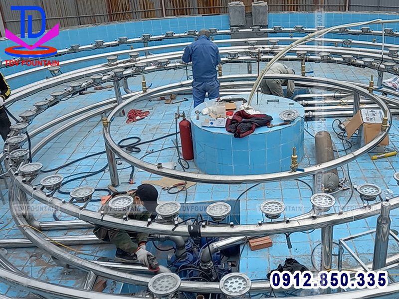 Lắp đặt thiết bị đài phun tại Hòa Bình