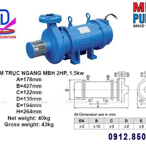 cau tao may bom truc ngang mbh 2hp