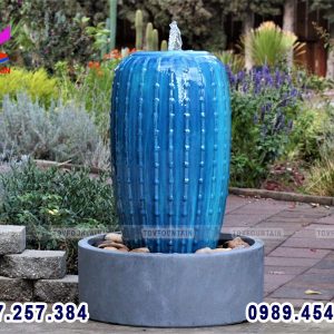 Đài phun nước bằng chum, lu nước phong thủy trang trí tiểu cảnh
