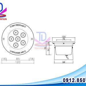 den led duoi nuoc 6w doi mau RGB 6